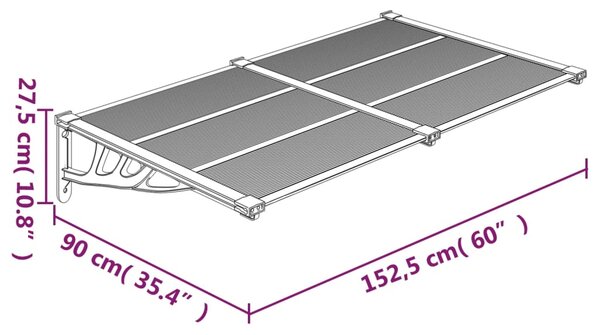 VidaXL Στέγαστρο Πόρτας Μαύρο 152,5x90 εκ. από Πολυκαρβονικό