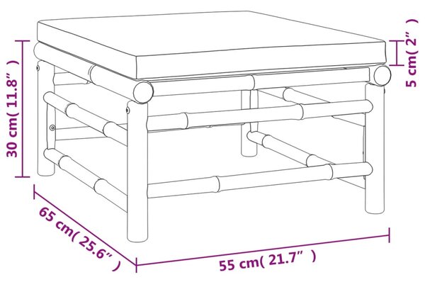 VidaXL Σαλόνι Κήπου Σετ 6 Τεμαχίων από Μπαμπού με Αν. Γκρι Μαξιλάρια