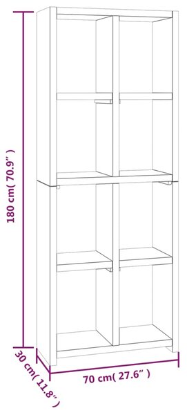 VidaXL Βιβλιοθήκη 70 x 30 x 180 εκ. από Μασίφ Ξύλο Teak