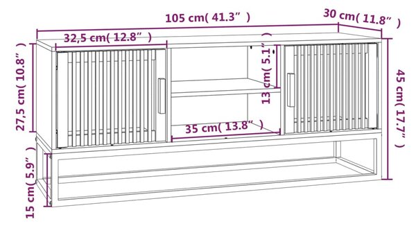 VidaXL Έπιπλο Τηλεόρασης Μαύρο 105x30x45 εκ. Επεξεργασμένο Ξύλο/Σίδερο