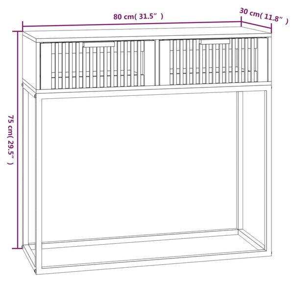 VidaXL Τραπέζι Κονσόλα 80x30x75 εκ. από Επεξεργασμένο Ξύλο και Σίδερο