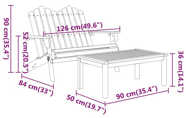 VidaXL Σαλόνι Κήπου Adirondack Σετ 4 Τεμαχίων από Μασίφ Ξύλο Ακακίας