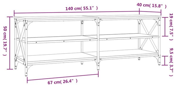 VidaXL Έπιπλο Τηλεόρασης Sonoma Δρυς 140x40x50 εκ. Επεξ. Ξύλο