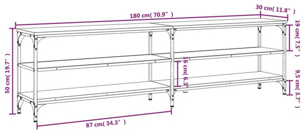 VidaXL Έπιπλο Τηλεόρασης Γκρι Sonoma 180x30x50 εκ. Επεξ. Ξύλο