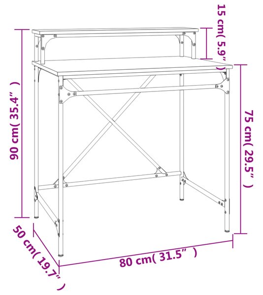 VidaXL Γραφείο Καφέ Δρυς 80x50x90 εκ. από Επεξεργασμένο Ξύλο