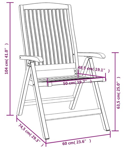 VidaXL Καρέκλες Κήπου Ανακλινόμενες 4 τεμ. από Μασίφ Ξύλο Teak