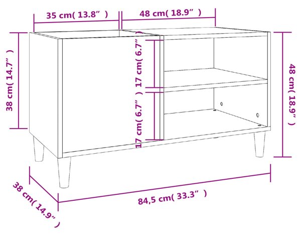 VidaXL Δισκοθήκη Καφέ Δρυς 84,5x38x48 εκ. από Επεξεργασμένο Ξύλο