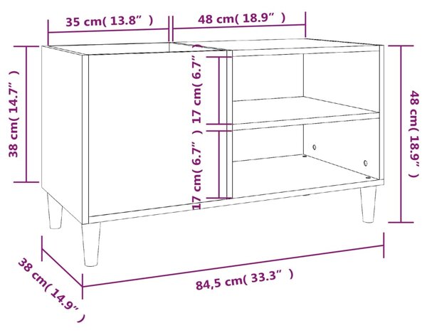 VidaXL Δισκοθήκη Λευκή 84,5 x 38 x 48 εκ. από Επεξεργασμένο Ξύλο