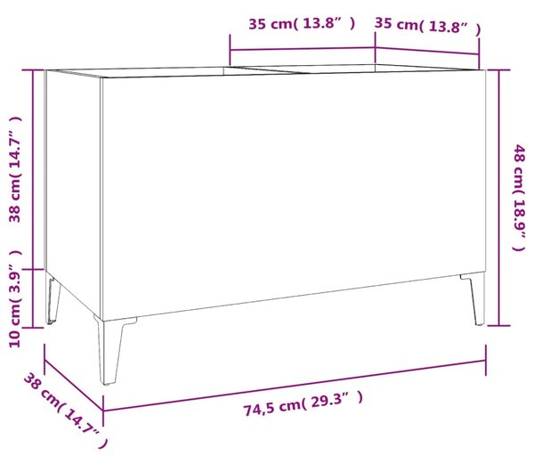 VidaXL Δισκοθήκη Γυαλιστερή Λευκή 74,5x38x48 εκ. Επεξεργασμένο Ξύλο