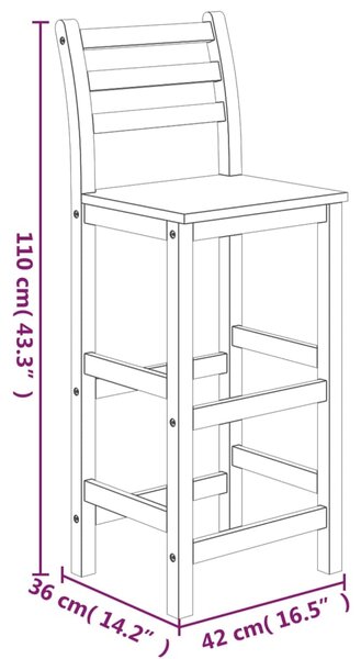 VidaXL Σετ Επίπλων Μπαρ Κήπου 3 Τεμαχίων από Μασίφ Ξύλο Ακακίας