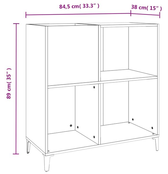 VidaXL Δισκοθήκη Γκρι Σκυροδέματος 84,5 x 38 x 89 εκ από Επεξεργ. Ξύλο