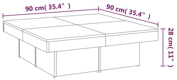 VidaXL Τραπεζάκι Σαλονιού Γκρι Sonoma 90x90x28 εκ. Επεξεργασμένο Ξύλο