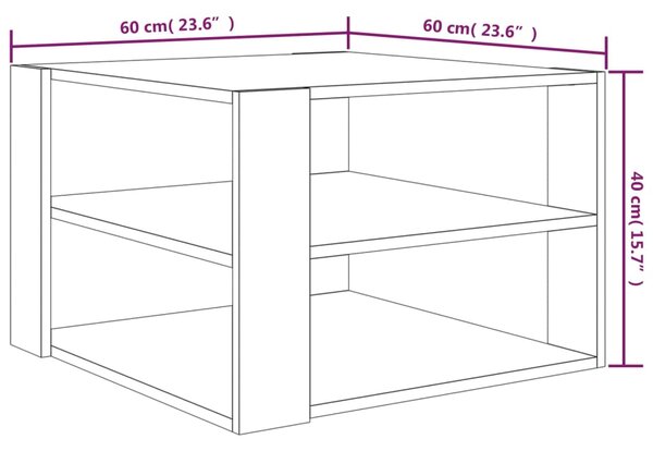 VidaXL Τραπεζάκι Σαλονιού Καφέ Δρυς 60x60x40 εκ. Επεξεργασμένο Ξύλο