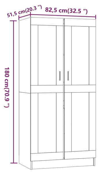 VidaXL Ντουλάπα Γκρι Sonoma 82,5x51,5x180 εκ. από Επεξεργασμένο Ξύλο