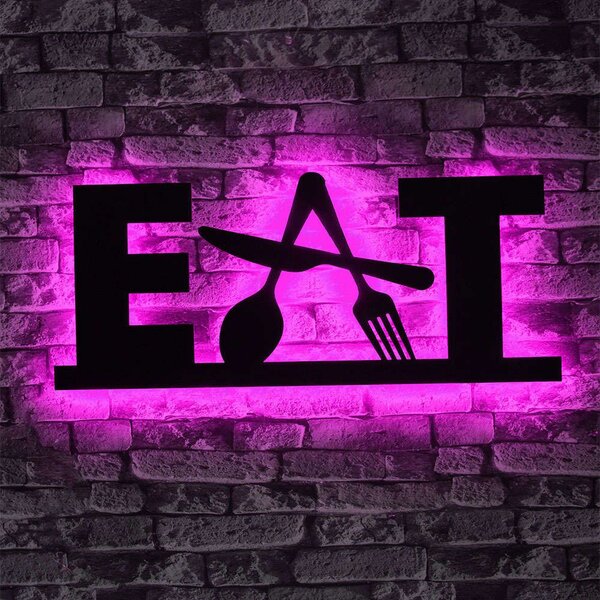 Διακοσμητικό Τοίχου Με Φως Led Eat 692FRW1141 34x72cm Pink-Black Wallity