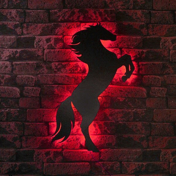 Διακοσμητικό Τοίχου Με Φως Led Wild Horse 692FRW1168 60x30cm Red-Black Wallity