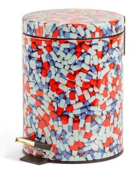 Seletti - Pills Toiletpaper Home Dustbin Ø 20,5 H. 27,5 Λευκό/Κόκκινο/Μπλε Seletti