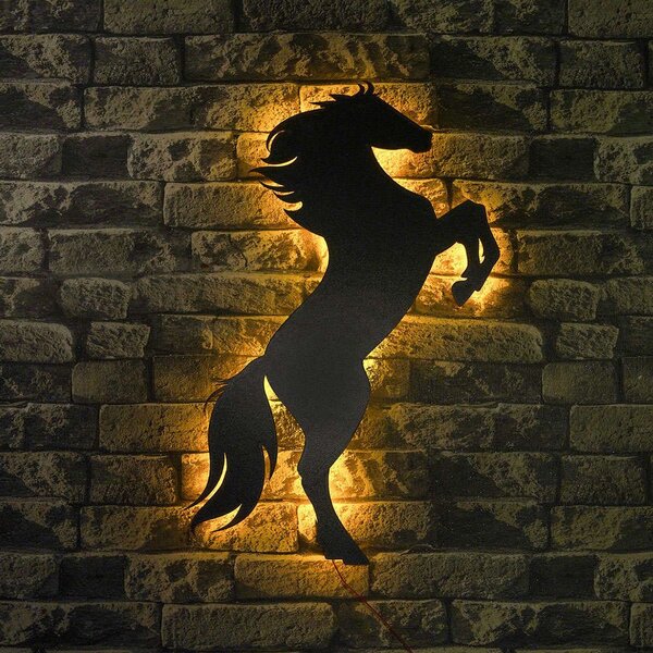 Διακοσμητικό Τοίχου Με Φως Led Wild Horse 692FRW1171 60x30cm Yellow-Black Wallity