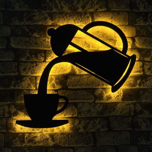 Διακοσμητικό Τοίχου Με Φως Led Coffee 692FRW1125 50x50cm Yellow-Black Wallity