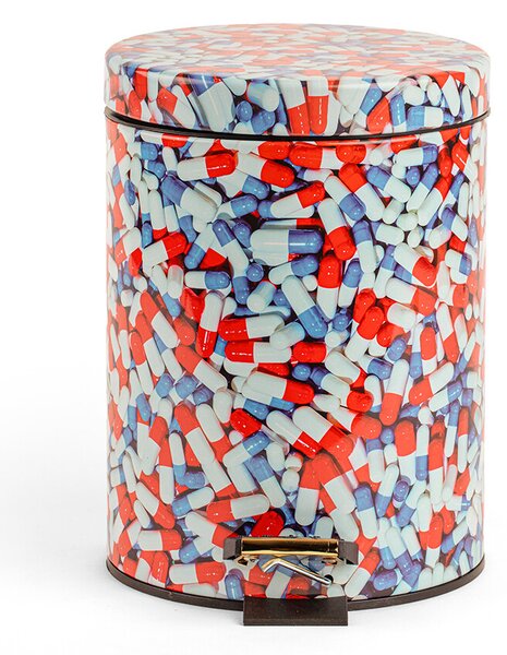 Seletti - Pills Toiletpaper Home Dustbin Ø 20,5 H. 27,5 Λευκό/Κόκκινο/Μπλε Seletti