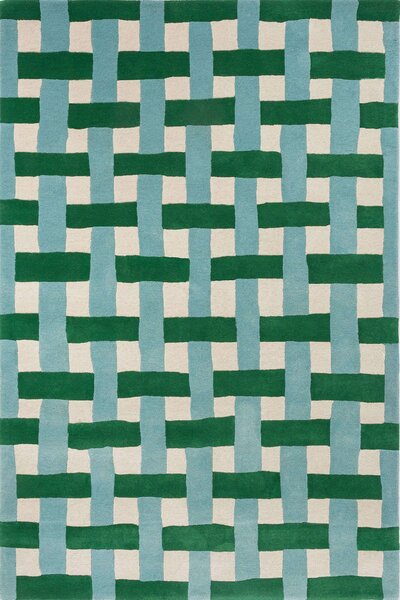 Χαλί Basketweave 144107 Green-Blue Harlequin