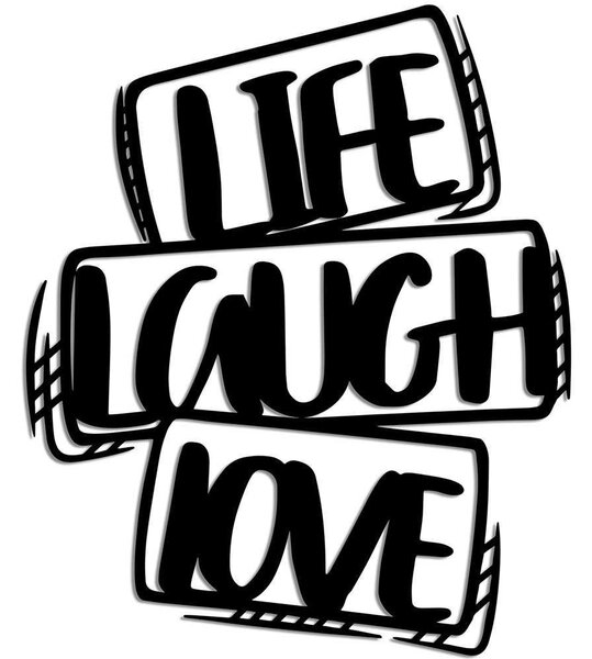 Διακοσμητικό Τοίχου Life Laugh Love 891TNL3363 40x47cm Black Wallity