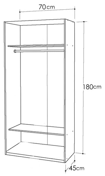 Δίφυλλη Ντουλάπα Ρούχων KENDALL Wenge 70x45x180