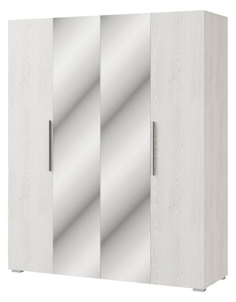 Τετράφυλλη Ντουλάπα Ρούχων SERENA Light Artwood/White με Καθρέπτη 180x60x220