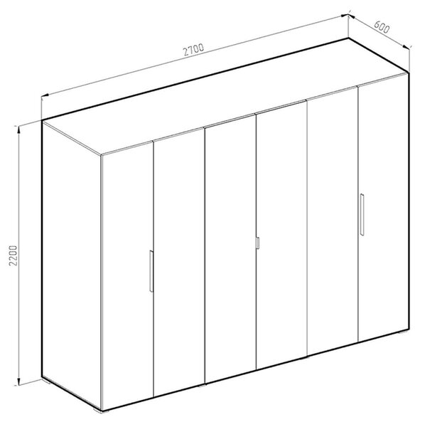 Εξάφυλλη Ντουλάπα Ρούχων SERENA Light Artwood/White με Καθρέπτη 270x60x220