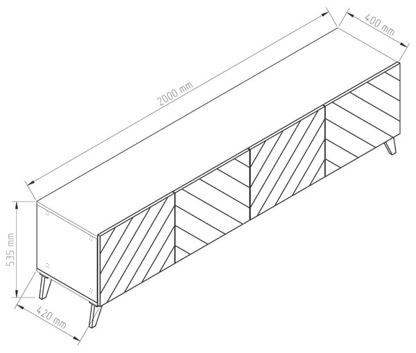 Ξύλινο Έπιπλο Τηλεόρασης ELODIE 2 oak artizan Μ200xΠ40xΥ53,5cm