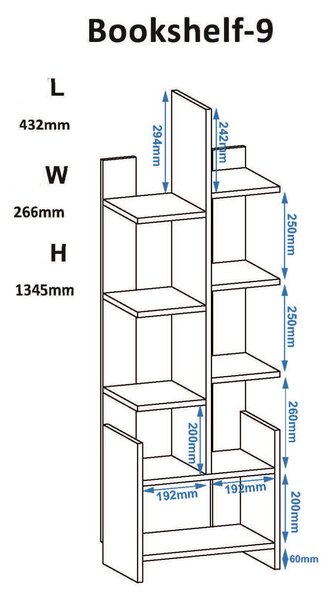 Βιβλιοθήκη POLKA-9 Σταχτί 43,20x26,60x134,50
