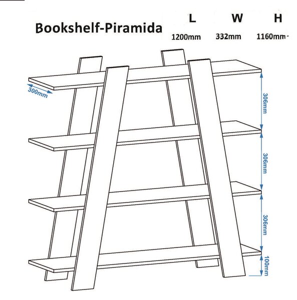 Βιβλιοθήκη Piramida Φυσικό 120x33,20x116