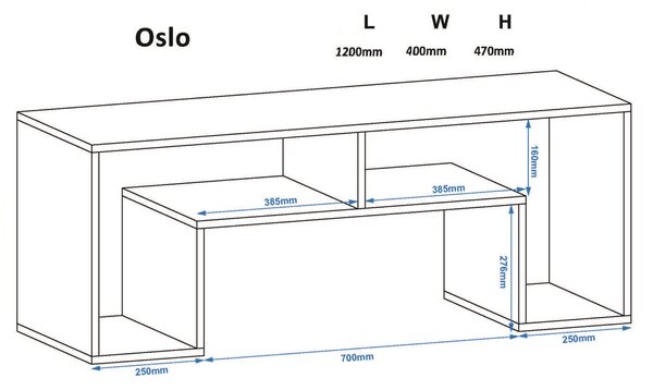 Ξύλινο Έπιπλο Τηλεόρασης OSLO Λευκό Μ120xΠ40xΥ47