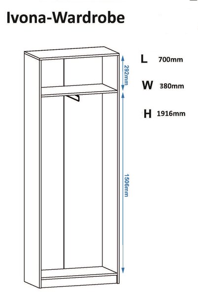 Έπιπλο Εισόδου Ντουλάπα/Γκαρνταρόμπα IVONA Ρουστίκ 70x38x191,6