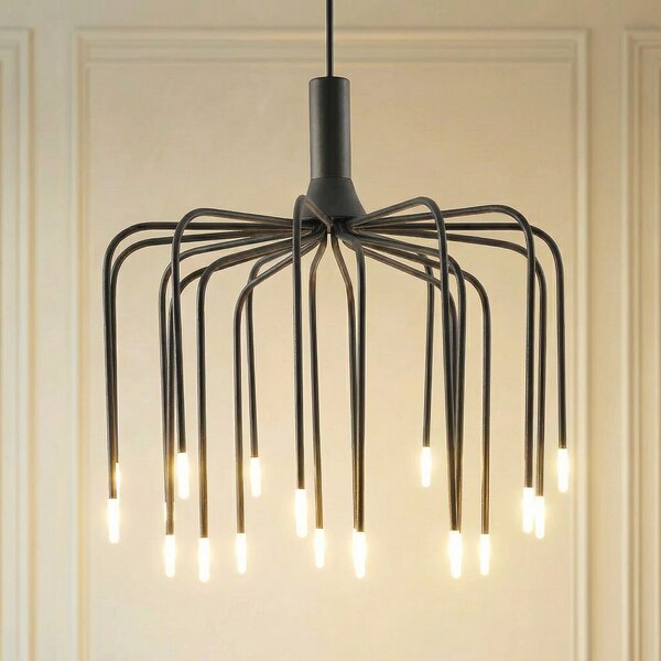 Lucande Φωτιστικό οροφής LED Ariadne, Ø57cm, μαύρο ματ, 20 λαμπτήρες, ρυθμιζόμενος, Μαύρο, Σαλόνι / τραπεζαρία, Μέταλλο, σύγχρονο
