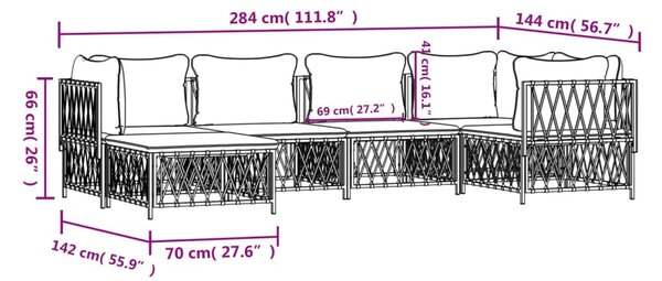 VidaXL Σαλόνι Κήπου Σετ 6 τεμ. Ανθρακί από Ατσάλι με Μαξιλάρια