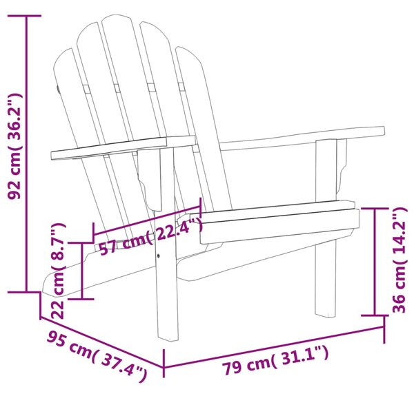 VidaXL Καρέκλα Κήπου Adirondack 79 x 95 x 92 εκ. από Μασίφ Ξύλο Teak