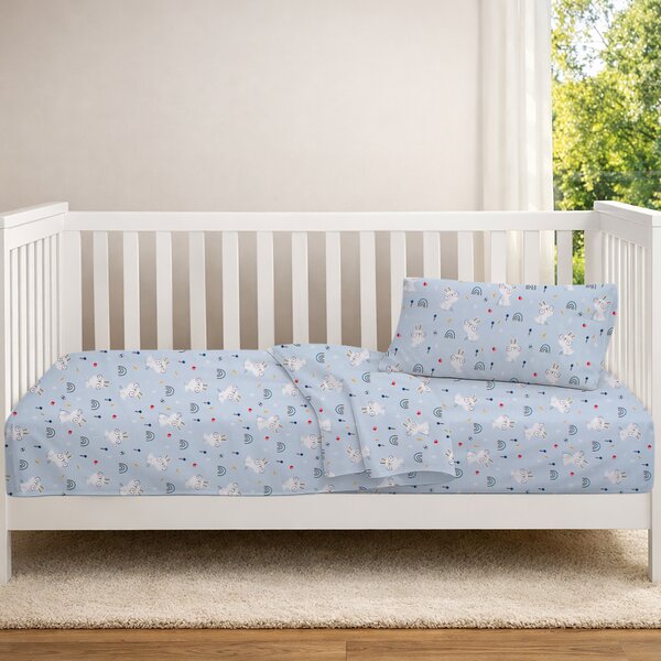 Σεντόνι Κούνιας Με Λάστιχο (70x140+15) Dimcol Rabbit Garden 584 Sky Blue