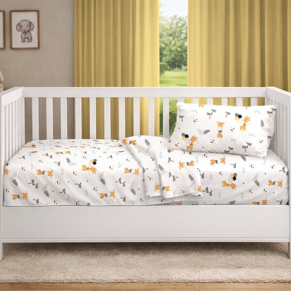 Σεντόνι Κούνιας Με Λάστιχο (70x140+15) Dimcol Giraffe 599 White - Orange