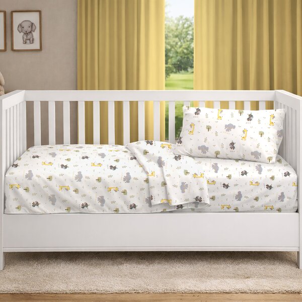 Σεντόνι Κούνιας Με Λάστιχο (70x140+15) Dimcol Happy Safari 713 White - Grey