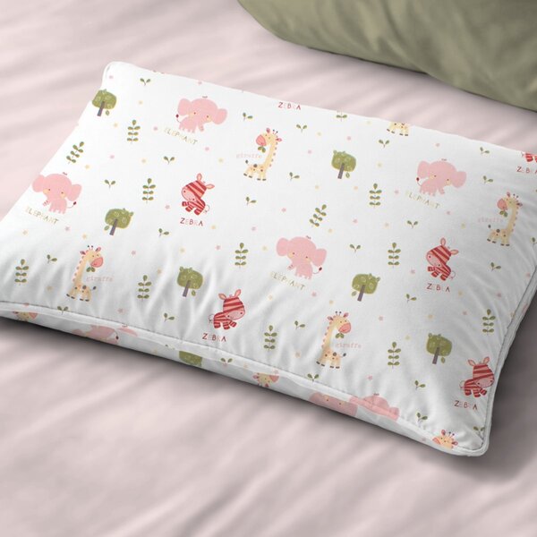 Βρεφική Μαξιλαροθήκη (35x45) Dimcol Happy Safari 712 White - Pink