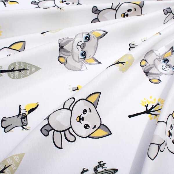 Σεντόνι Λίκνου (80x110) Dimcol Baby Foxes 595 White - Grey