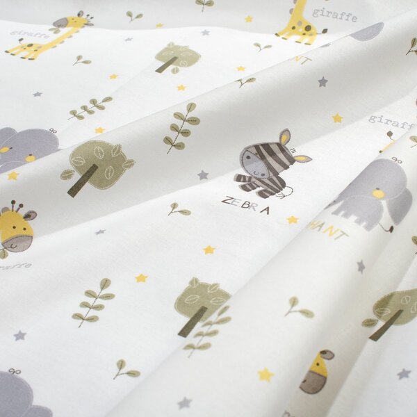 Σεντόνι Λίκνου (80x110) Dimcol Happy Safari 713 White - Grey