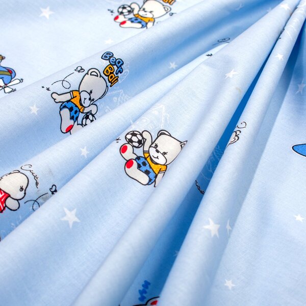 Σεντόνι Λίκνου (80x110) Dimcol Bear's Playtime 591 Sky Blue