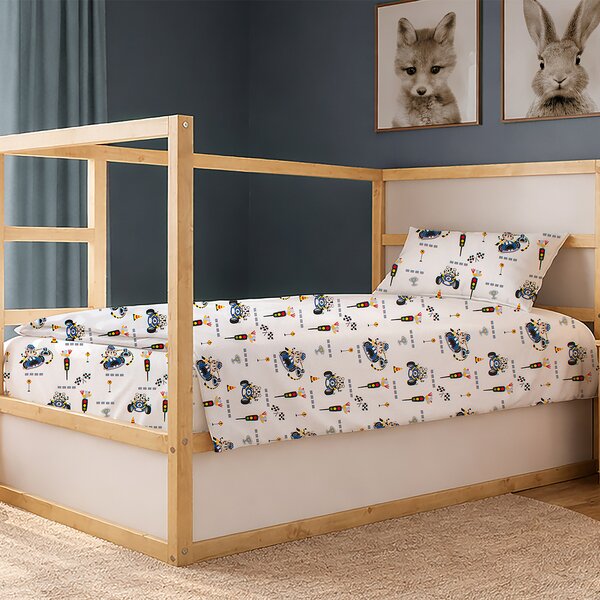 Παπλωματοθήκη Μονή (160x240) Dimcol Animal Grand Prix 589 White - Blue