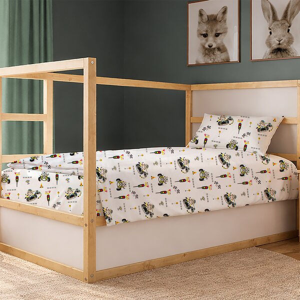 Παπλωματοθήκη Μονή (160x240) Dimcol Animal Grand Prix 590 White - Olive