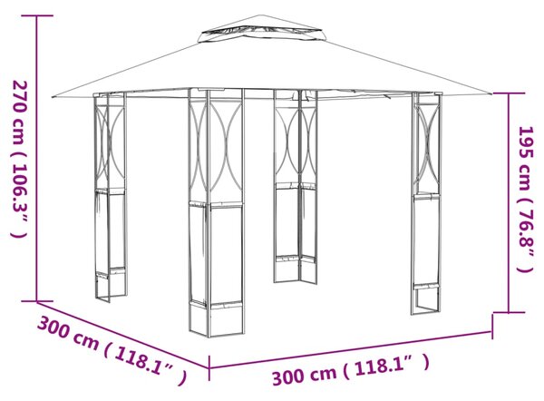 VidaXL Κιόσκι με Οροφή Ανθρακί 300 x 300 x 270 εκ. από Ατσάλι