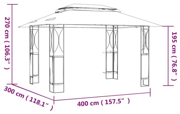 VidaXL Κιόσκι με Οροφή Ανθρακί 400 x 300 x 270 εκ. από Ατσάλι