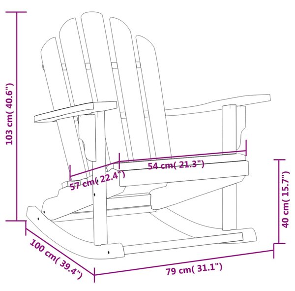 VidaXL Καρέκλα Κήπου Κουνιστή Adirondack 79x100x103 εκ Μασίφ Ξύλο Teak