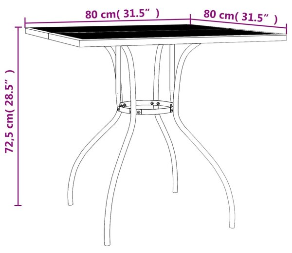 VidaXL Τραπέζι Κήπου Ανθρακί με Πλέγμα 80 x 80 x 72,5 εκ. Ατσάλινο